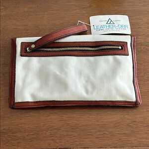 Women's Canvas and Leather Bag - Brown and Cream